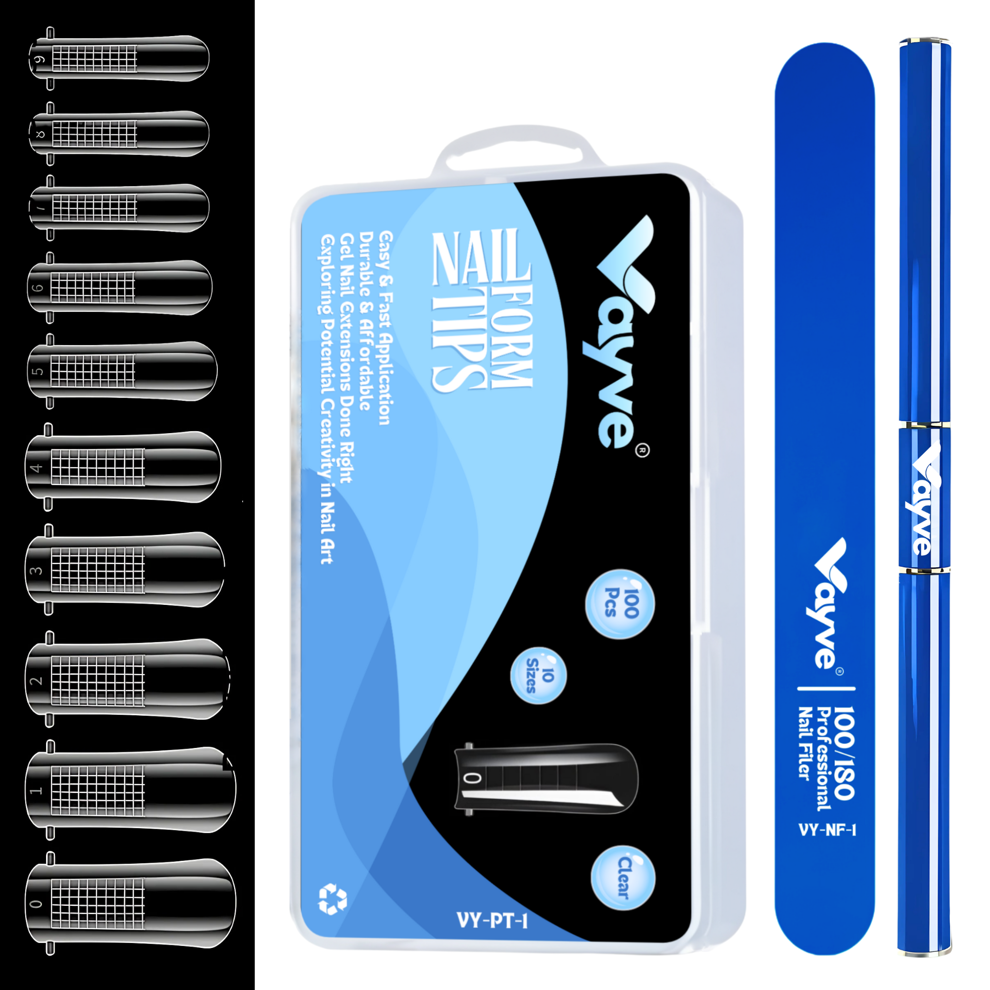 Vayve Poly Gel Nail Extension Kit – Dual Nail Forms, Nail File & Tool Set