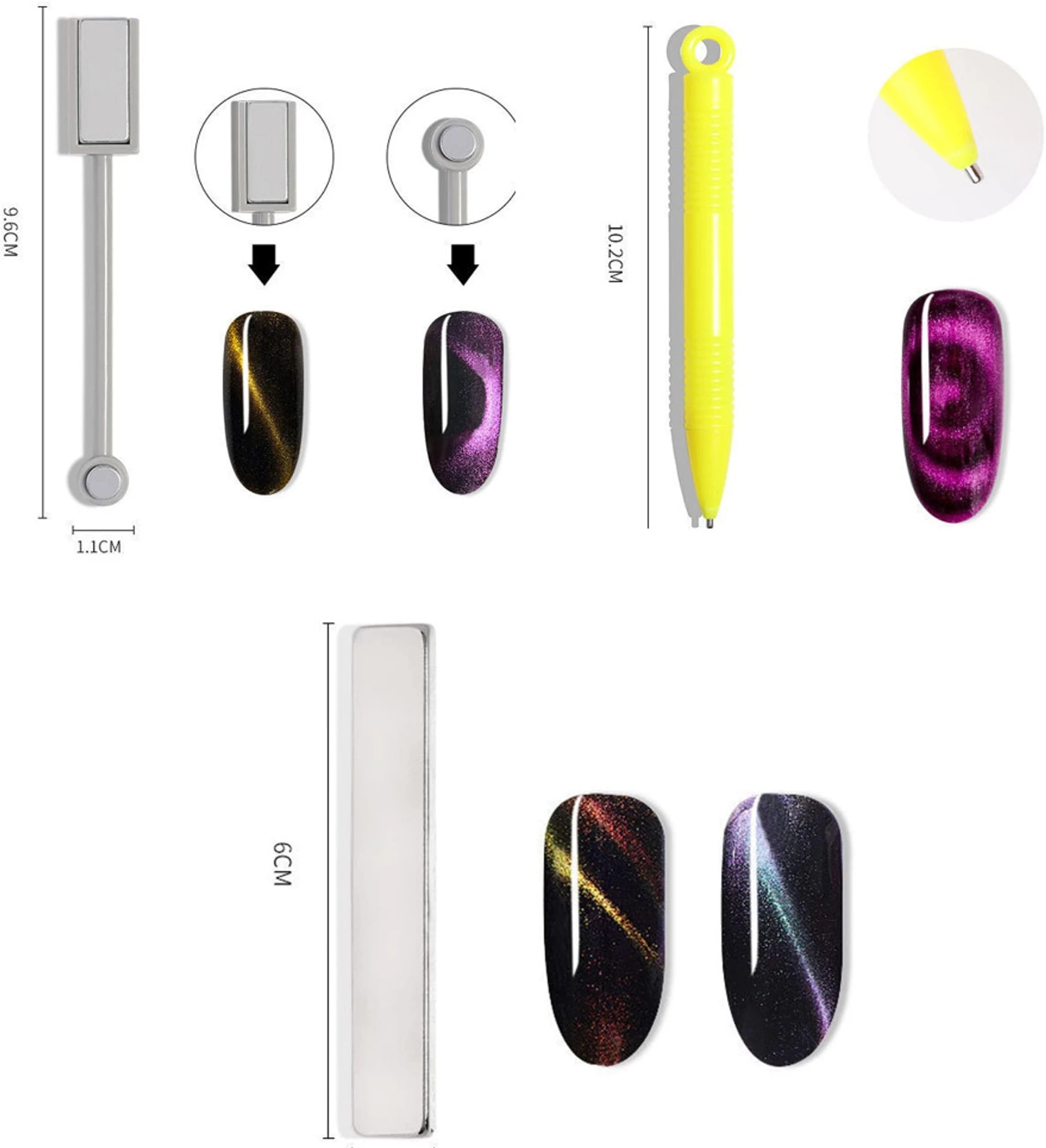 Vayve 12pcs Cat Eye Nail Magnet Tool Set for Magnetic Gel Polish