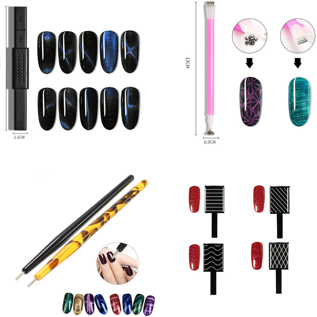 Vayve 12pcs Cat Eye Nail Magnet Tool Set for Magnetic Gel Polish