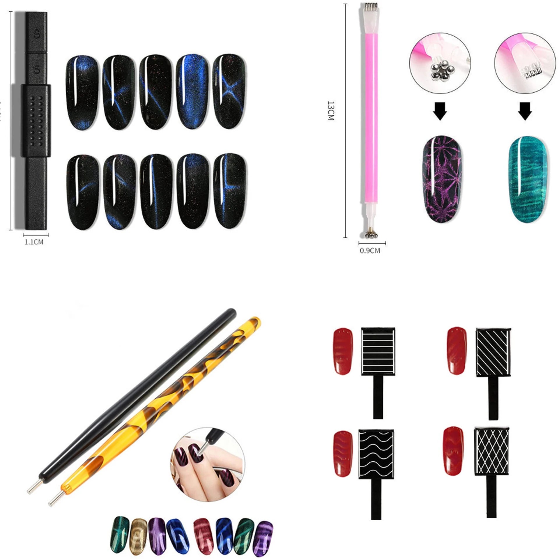 Vayve 12pcs Cat Eye Nail Magnet Tool Set for Magnetic Gel Polish