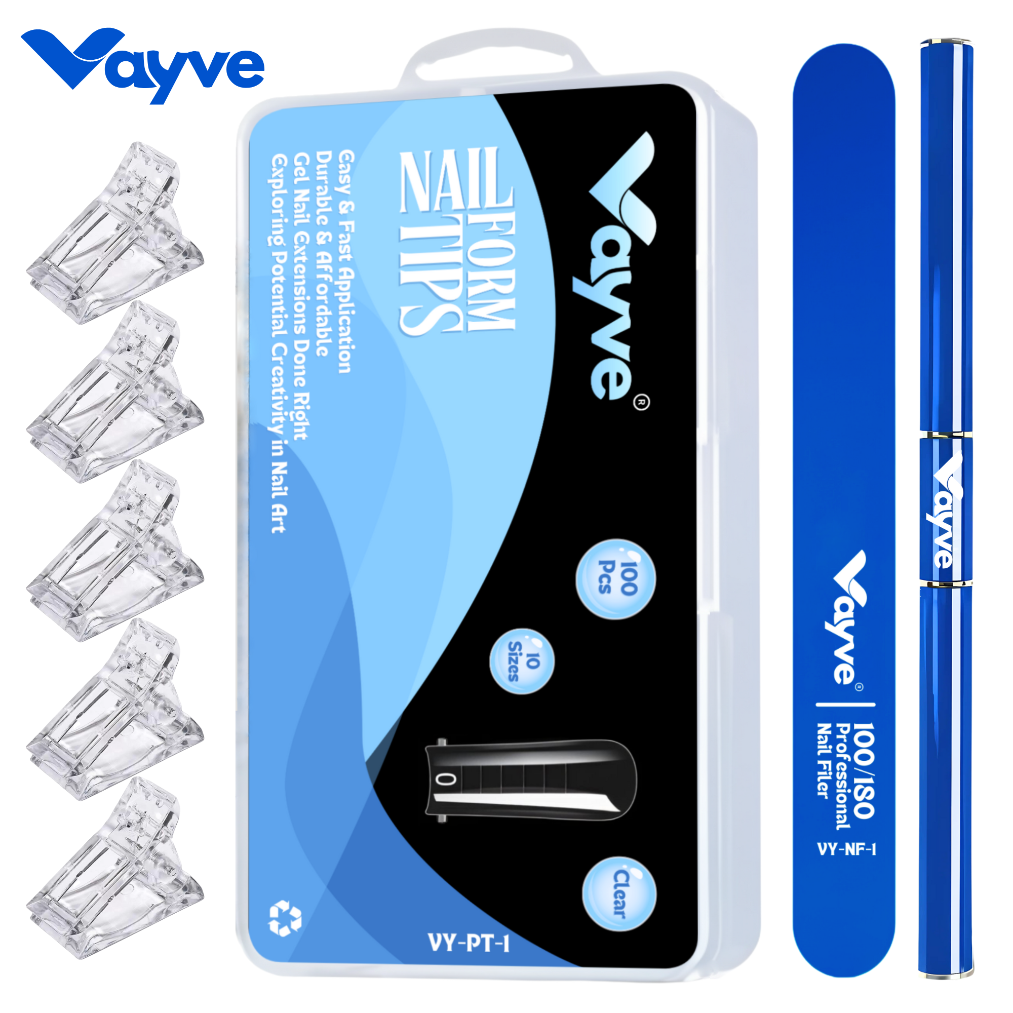 Vayve Nail Form Tips Kit – Dual Nail Forms, Nail File & Nail Tool