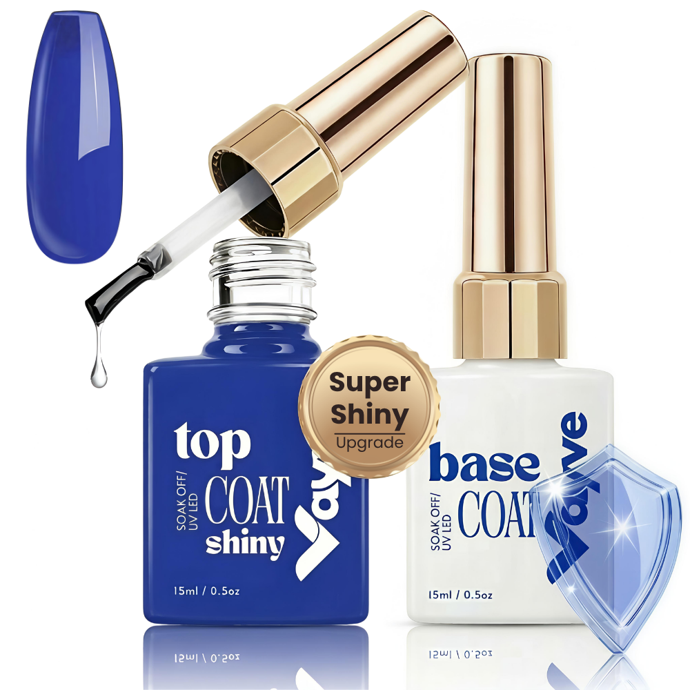 Vayve Base & Top Coat Combo 15ml | Gel Base Coat + Glossy Top Coat UV/LED