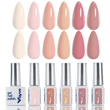 Vayve Marbella Nude Gel Polish Set – 6 Soft Pink & Nude Shades