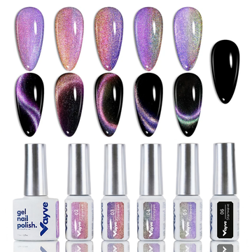 Vayve Starwave Cat Eye Gel Polish Set – Galaxy Magnetic Effect, 6 Shades