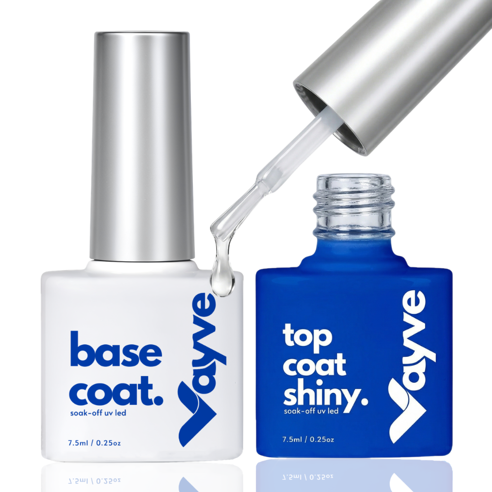 Vayve Base Coat & Shiny Top Coat Combo – Long Lasting & Glossy Finish