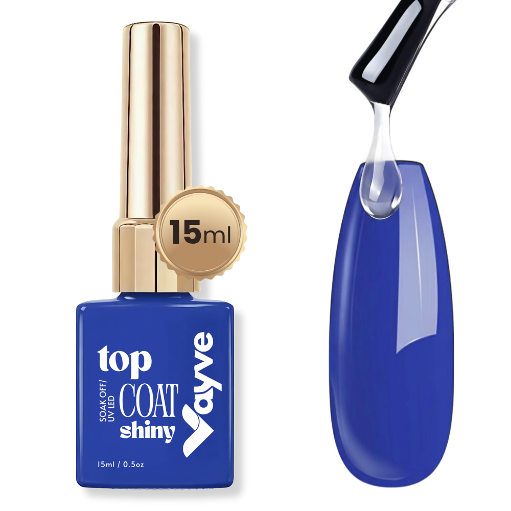 Vayve Glossy Gel Top Coat 15ml | High Shine UV/LED Soak-Off Top Coat