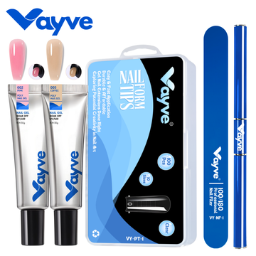 Vayve Poly Nail Gel Extension Kit with 2 Polygel, Nail Tips, Filer & Brush – DIY Nail Extension Kit