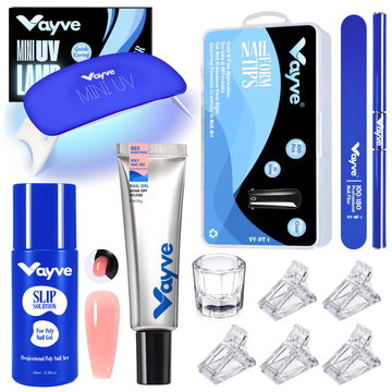 Vayve Poly Nail Gel Extension Kit with Polygel, Mini UV Lamp, Slip Solution – DIY Nail Extension Kit