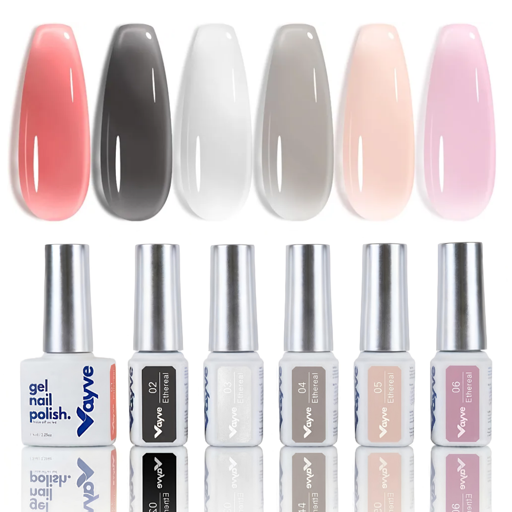 Vayve Ethereal Jelly Gel Polish Set – Glass 6 Sheer Nude & Smoky Shades