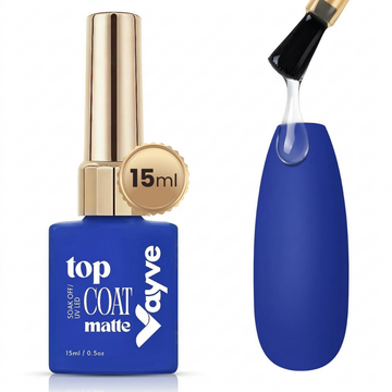 Vayve Matte Gel Top Coat 15ml | Long-Lasting UV/LED Soak-Off Matte Finish