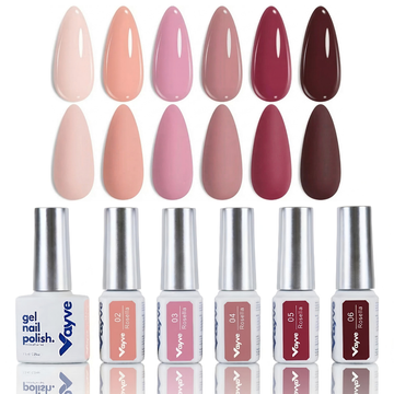 Vayve Rosalia Gel Polish Set – Solid Colors Pink, Red, Nude 6 Shades