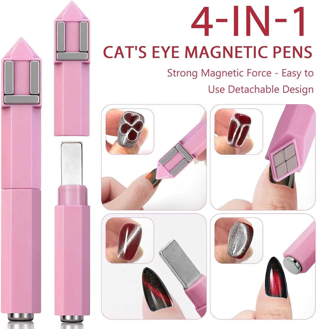 Vayve 2pcs 3-in-1 & 4-in-1 Cat Eye Nail Magnet Pen Set