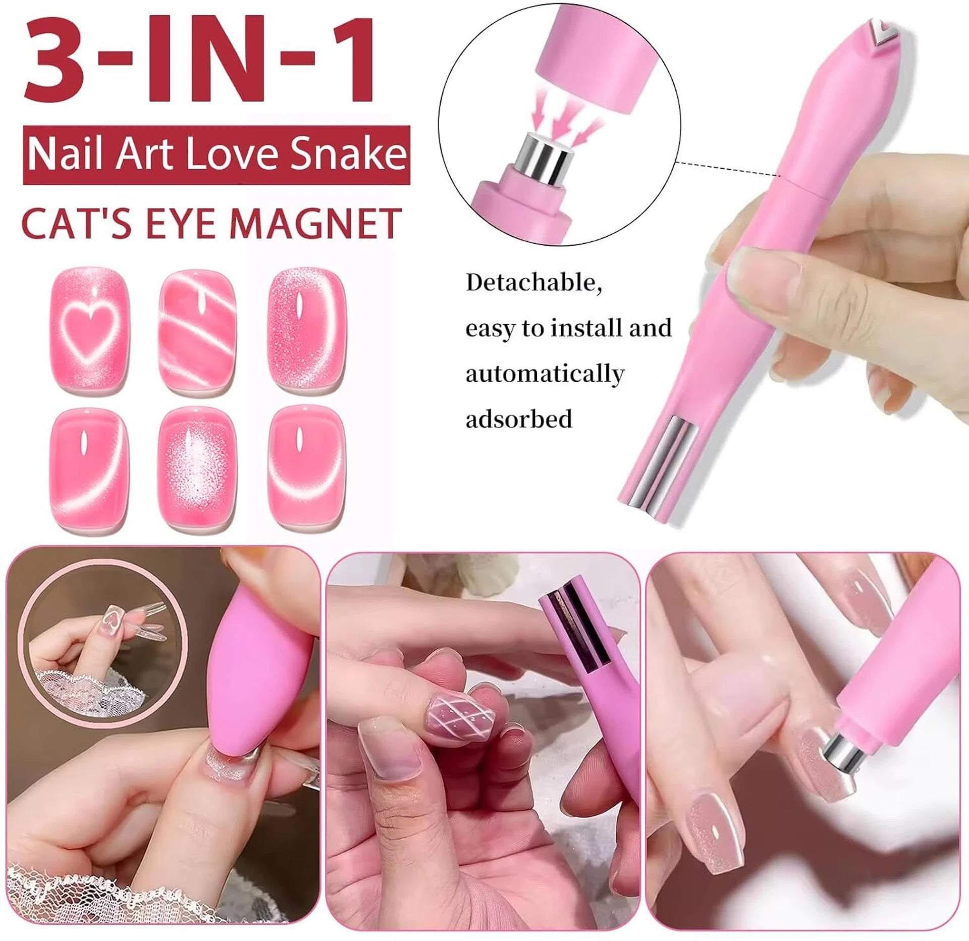 Vayve 2pcs 3-in-1 & 4-in-1 Cat Eye Nail Magnet Pen Set
