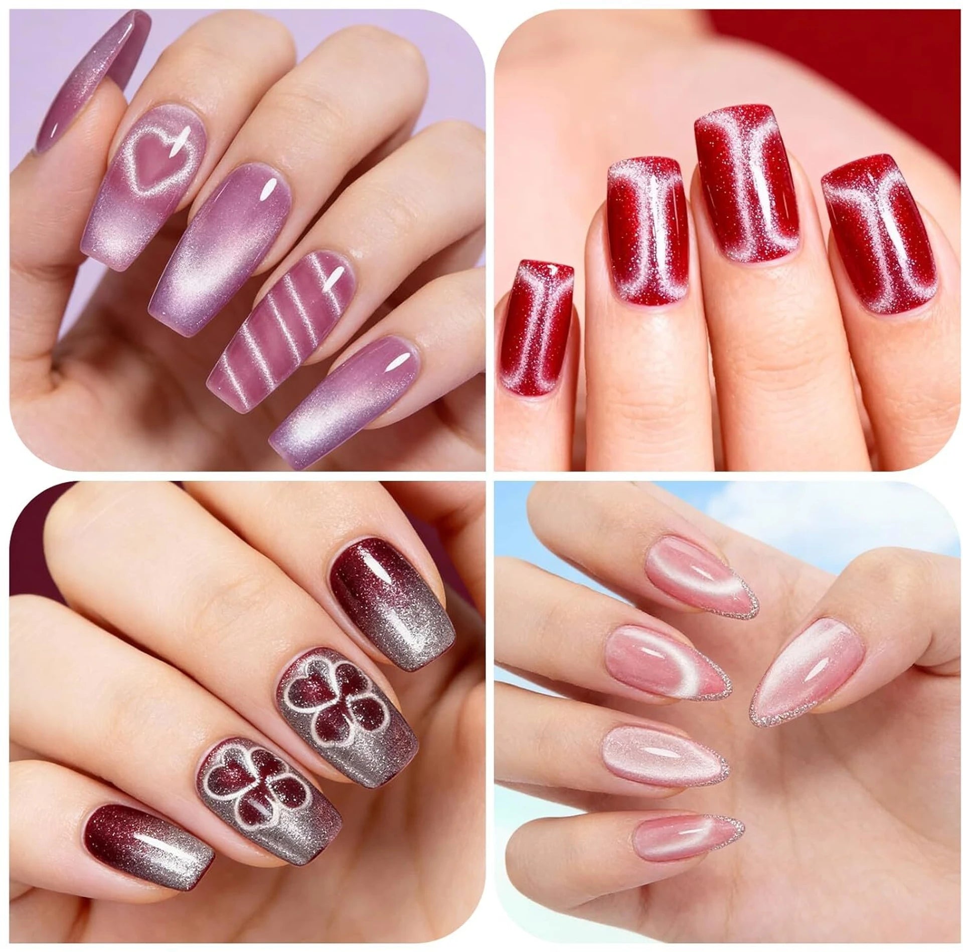 Vayve 2pcs 3-in-1 & 4-in-1 Cat Eye Nail Magnet Pen Set