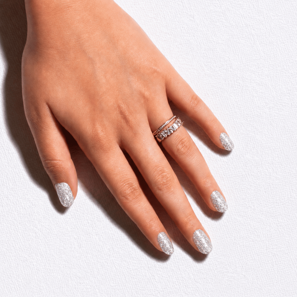 Vayve Nail Stickers Silver Glitter | Self-Adhesive Nail Wraps | No UV Lamp Required
