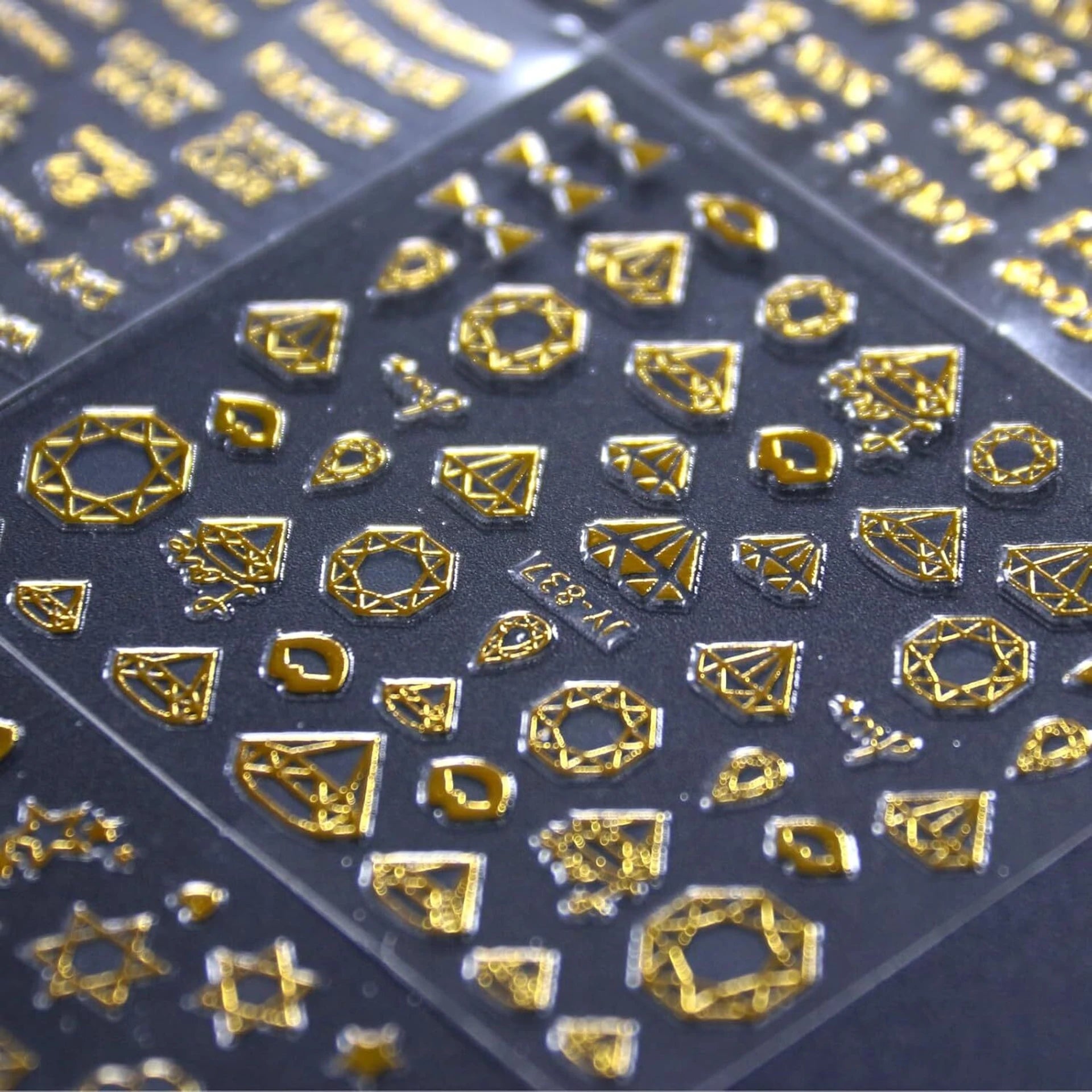 Vayve 30 Sheets Gold Nail Art Stickers | 3D Self-Adhesive Gold Lines, Stars & Diamonds