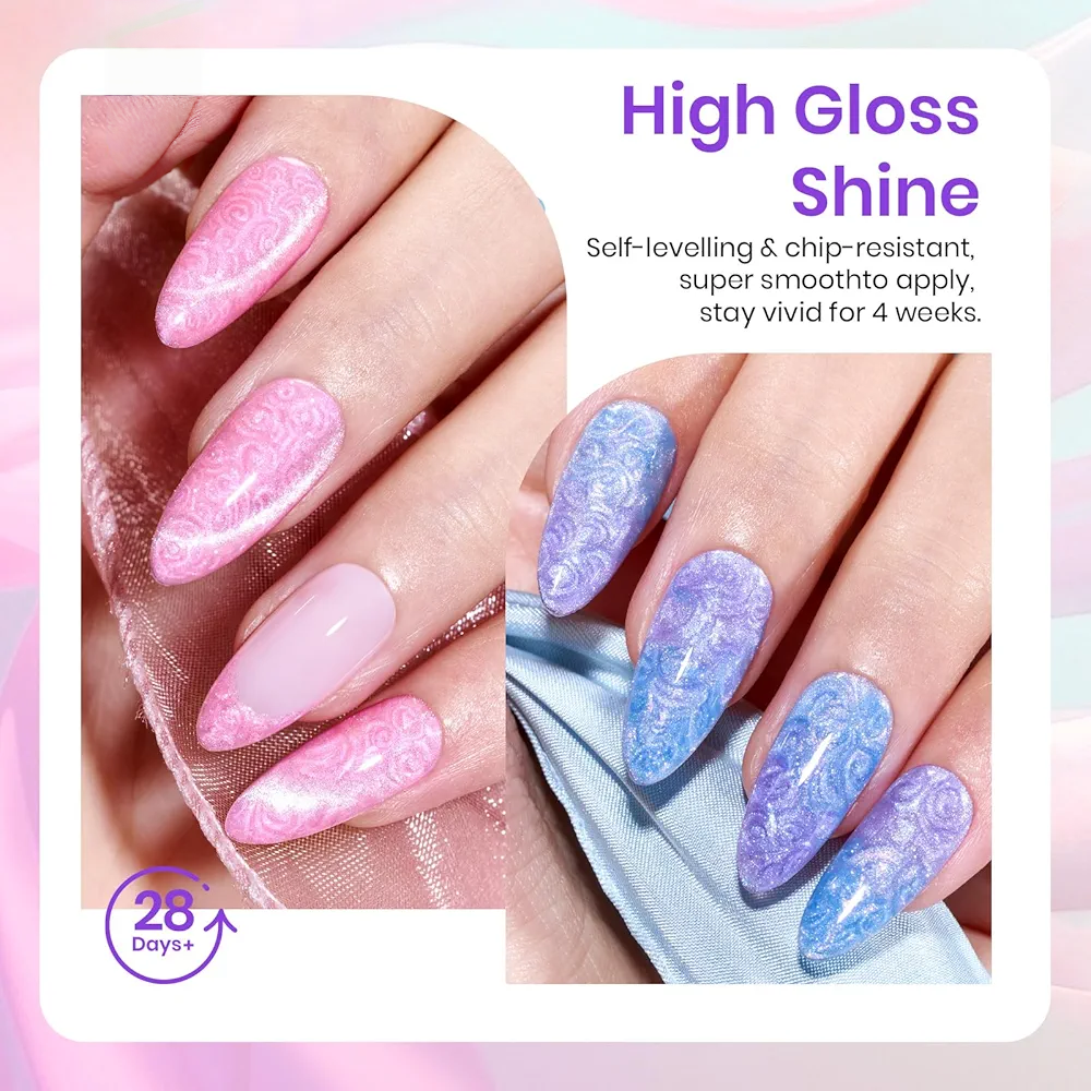 Vayve Cat Eye Gel Polish Set – Aurora Magnetic Effect Gel Nail Polish, 6 Shades