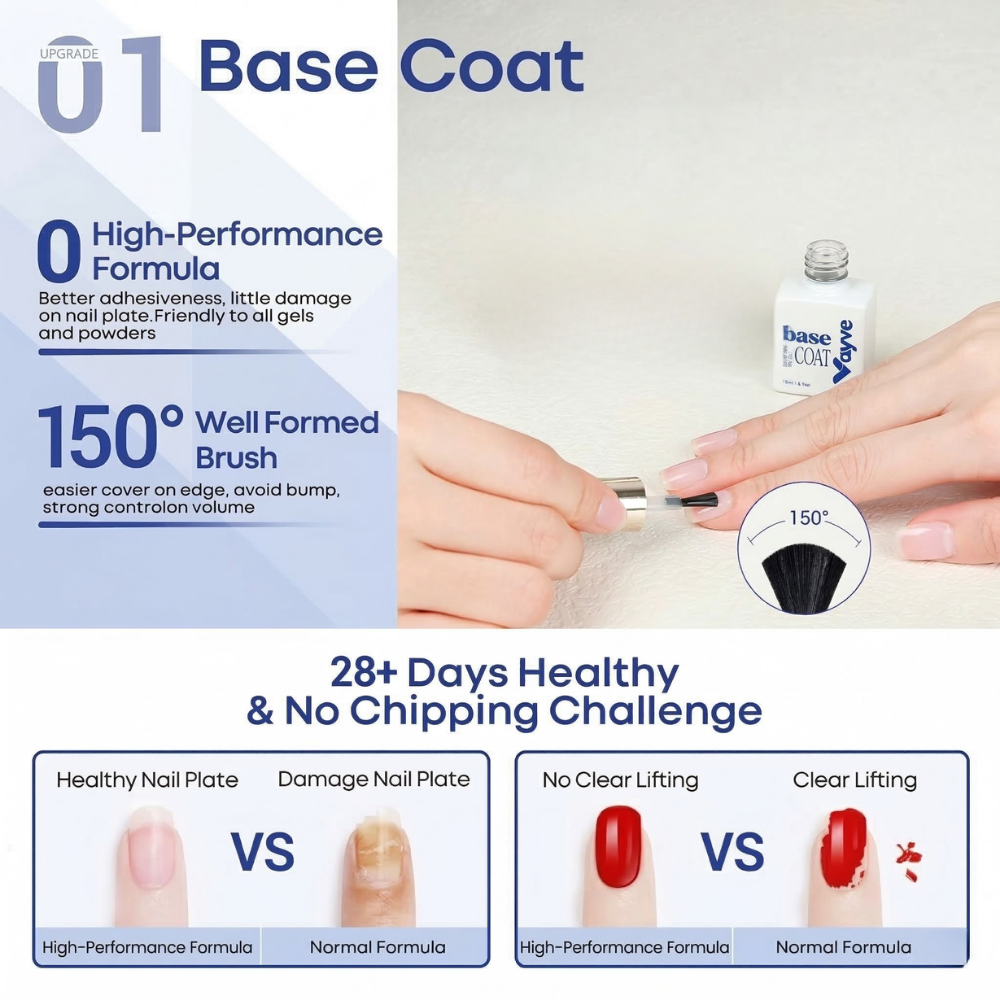 Vayve Gel Base Coat 15ml | Strong Adhesion UV/LED Soak-Off Base Coat