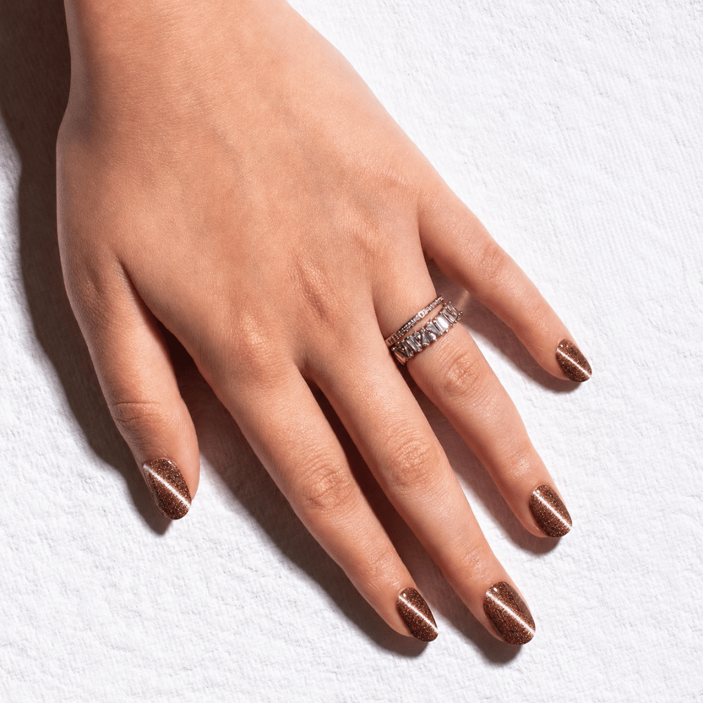 Vayve Nail Stickers Brown Cat Eye | Self-Adhesive Nail Wraps | No UV Lamp Required