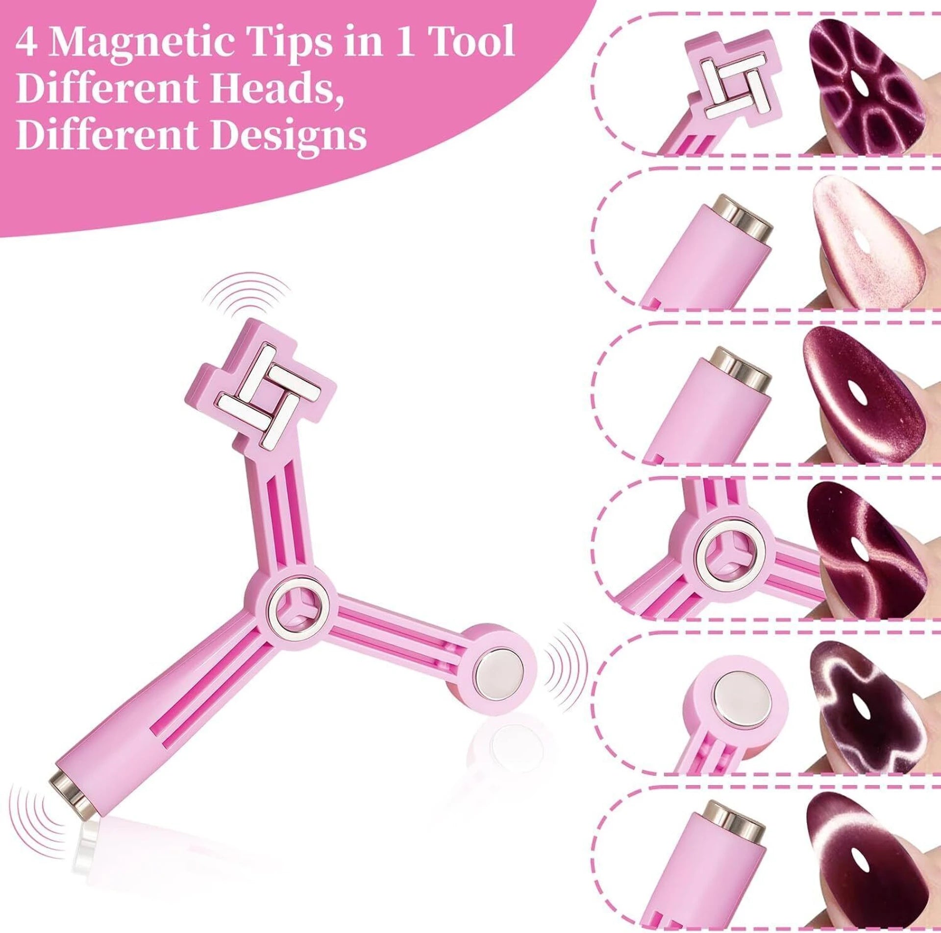 Vayve 4 in 1 Cat Eye Nail Magnet Tool for Magnetic Gel Polish, Nail Art Magnet Pen