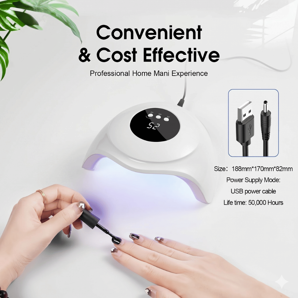 UV Lamp Nail Dryer 72W with Smart Sensor, LCD Display & Removable Base