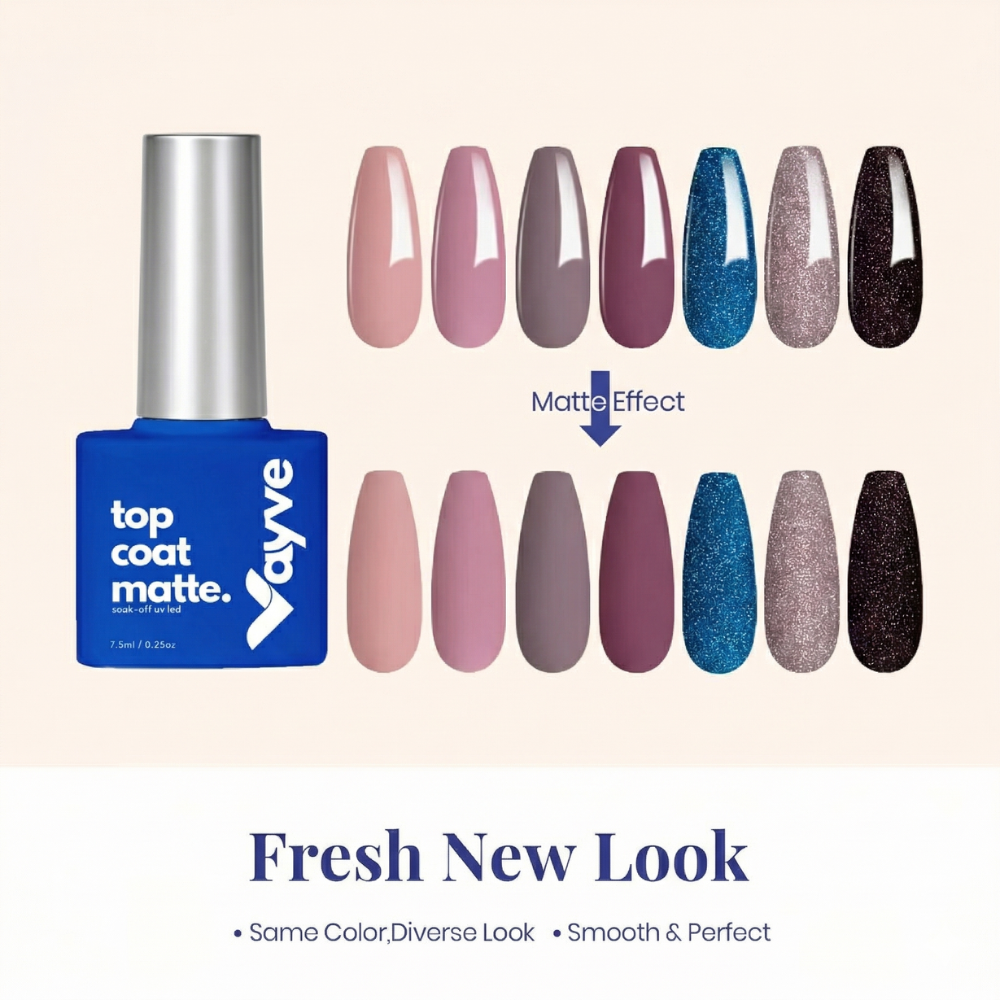 Vayve Matte & Shiny Top Coat Combo – Glossy & Matte Finish