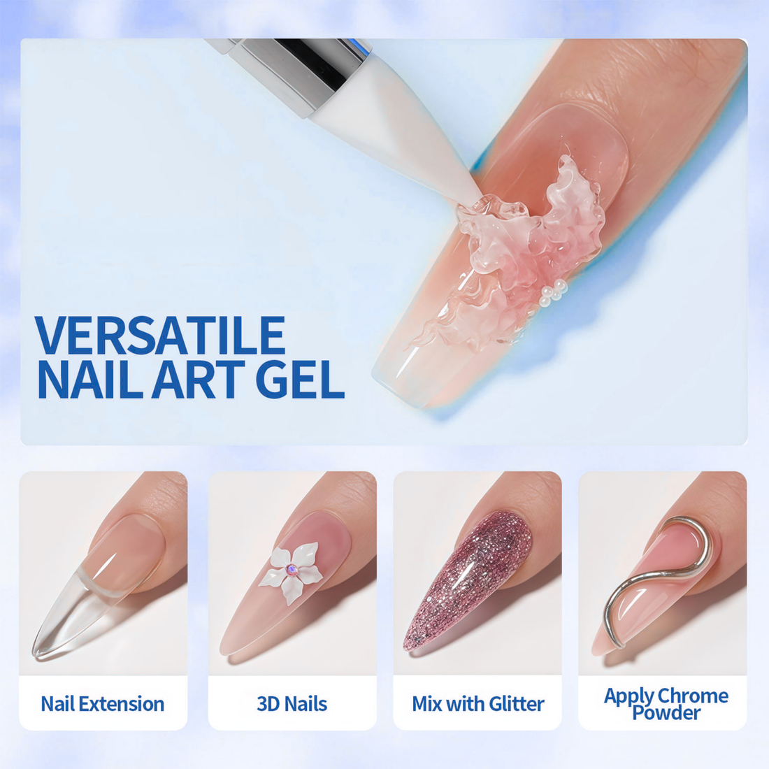 Vayve Solid Nail Extension Combo Kit | Solid Builder Gel + Poly Nail Tips Forms + Nail Filer