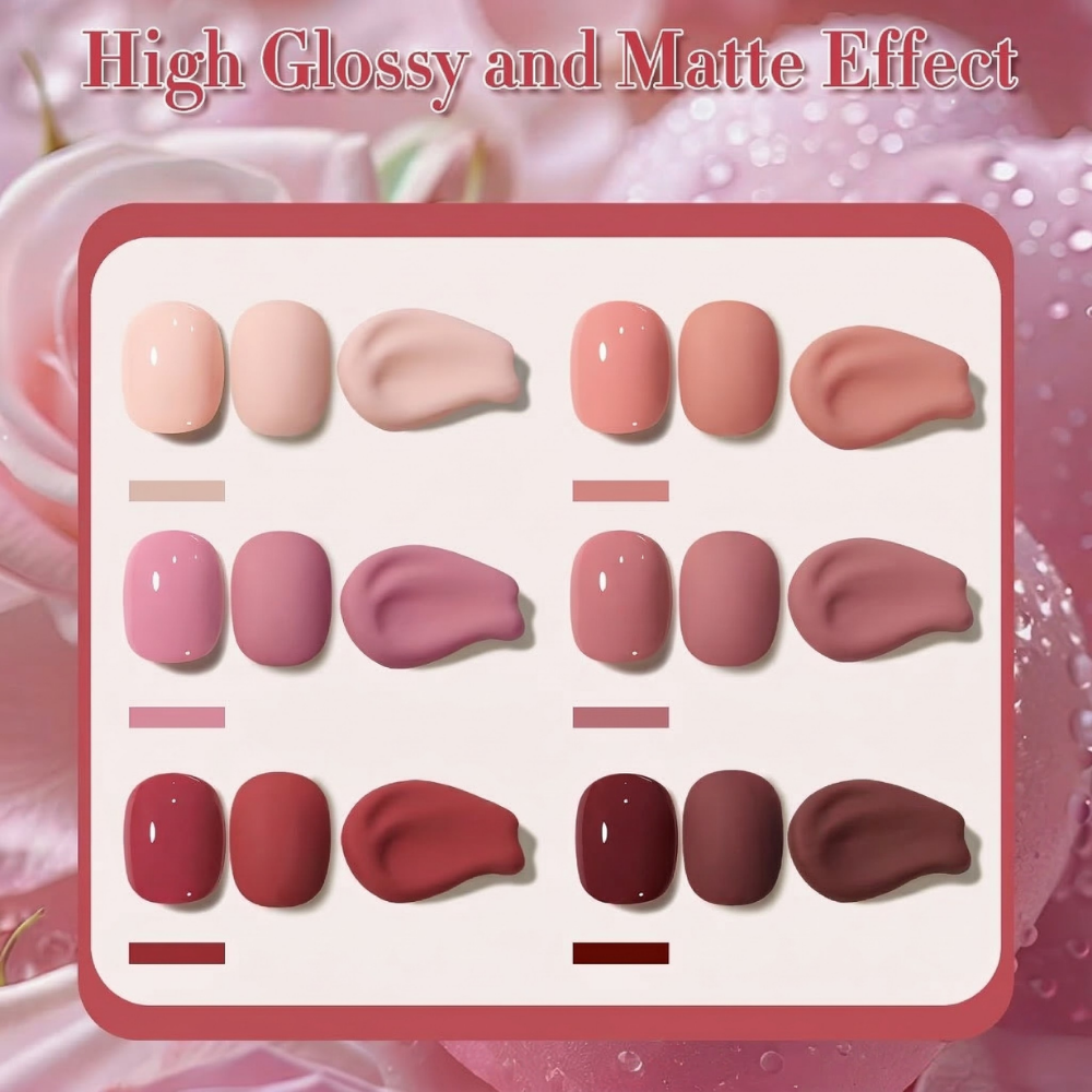 Vayve Rosalia Gel Polish Set – Solid Colors Pink, Red, Nude 6 Shades