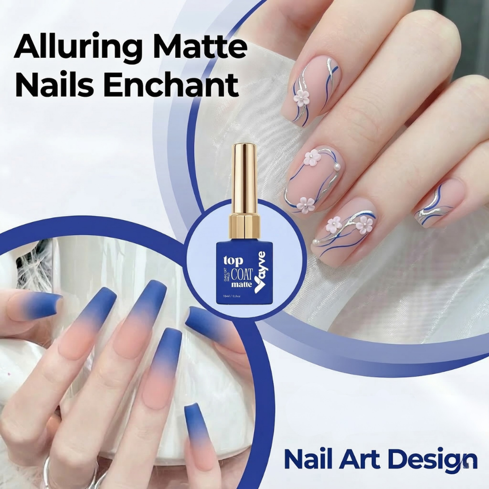 Vayve Matte Gel Top Coat 15ml | Long-Lasting UV/LED Soak-Off Matte Finish