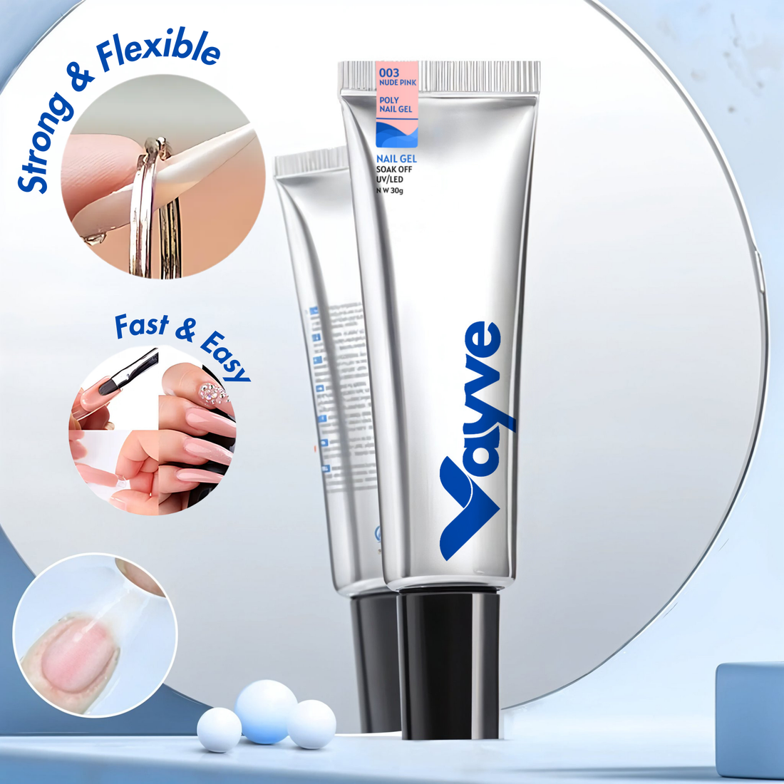 Vayve Polygel for Nail Extension – UV/LED Soak Off Poly Nail Gel (30g)