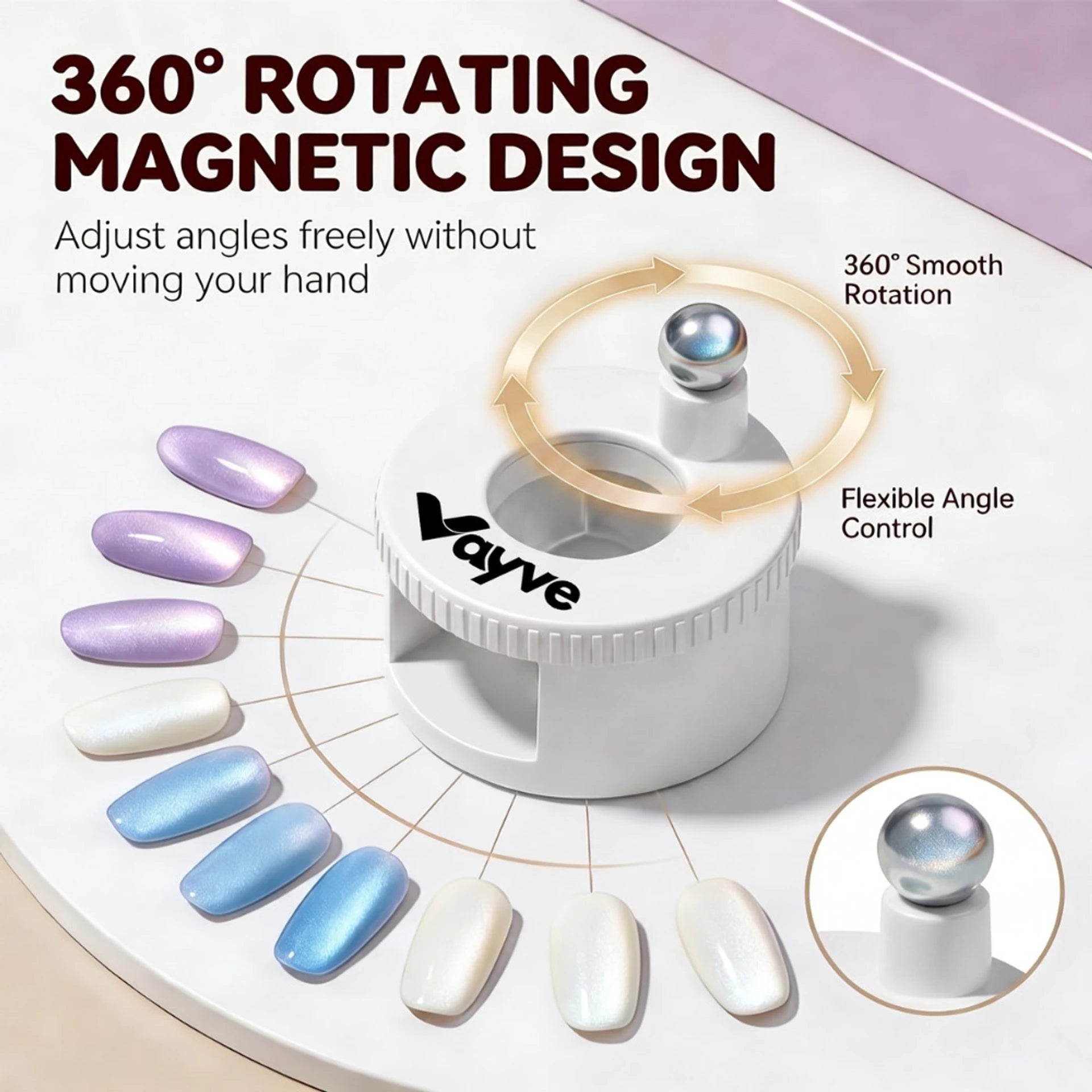 Vayve 360° Rotating Cat Eye Nail Magnet Tool | 5D Automatic Magnet
