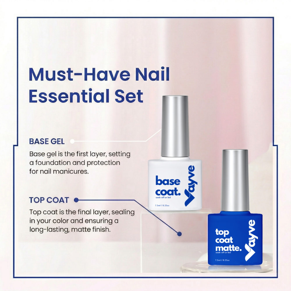 Vayve Base Coat & Matte Top Coat Combo – Long Lasting & Matte Finish