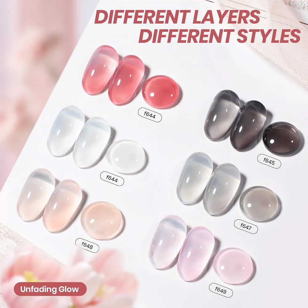 Vayve Ethereal Jelly Gel Polish Set – Glass 6 Sheer Nude & Smoky Shades