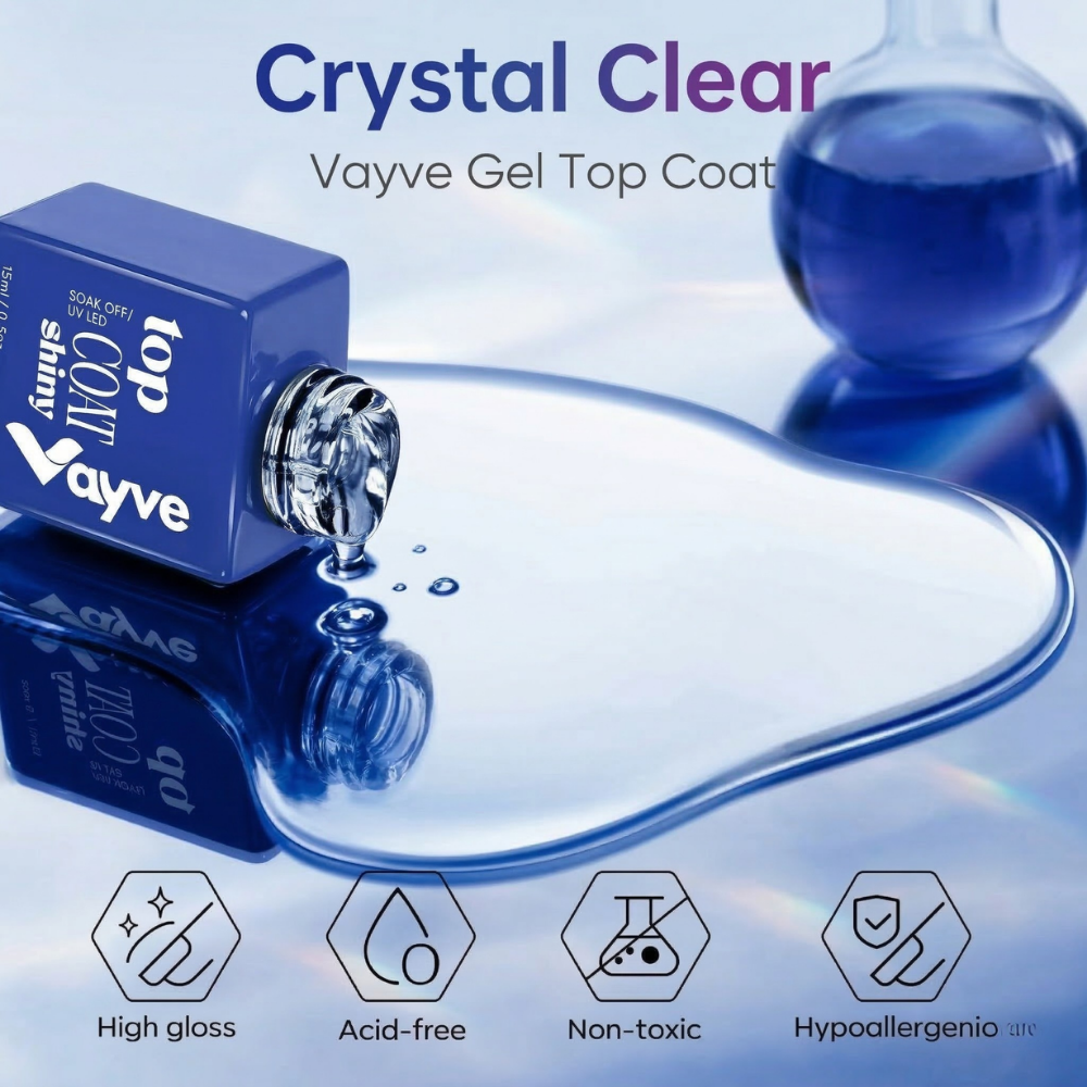 Vayve Glossy & Matte Top Coat Combo 15ml | No Wipe Gel Top Coat Set UV/LED