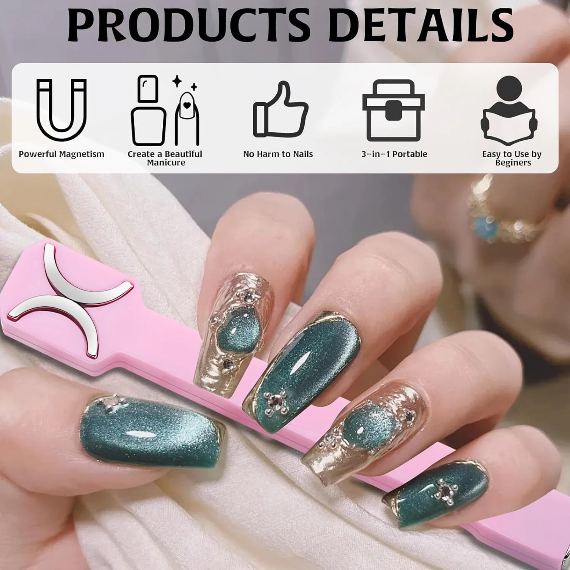 Vayve 3 in 1 Cat Eye Nail Magnet Tool for 3D Magnetic Gel Designs