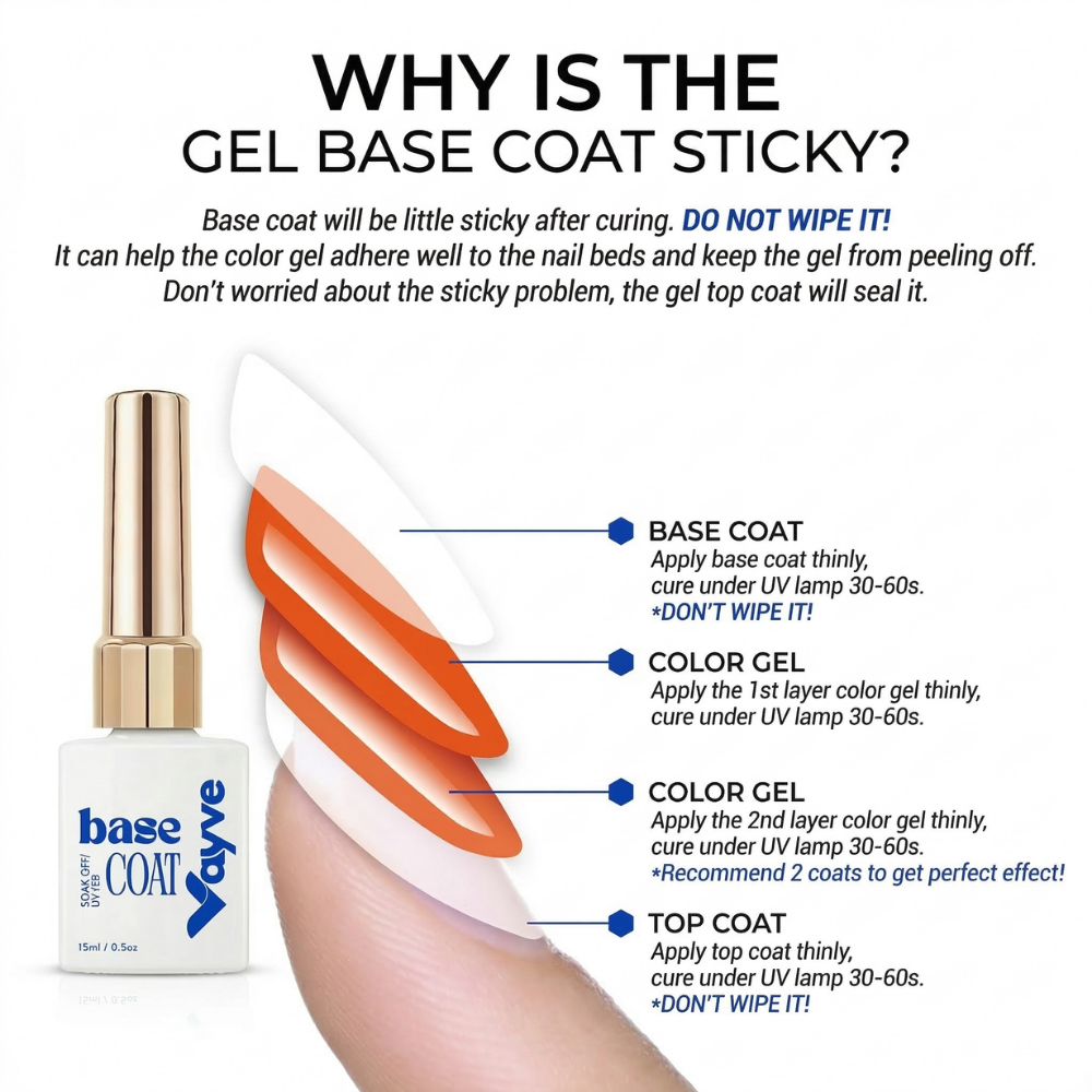 Vayve Gel Base Coat 15ml | Strong Adhesion UV/LED Soak-Off Base Coat