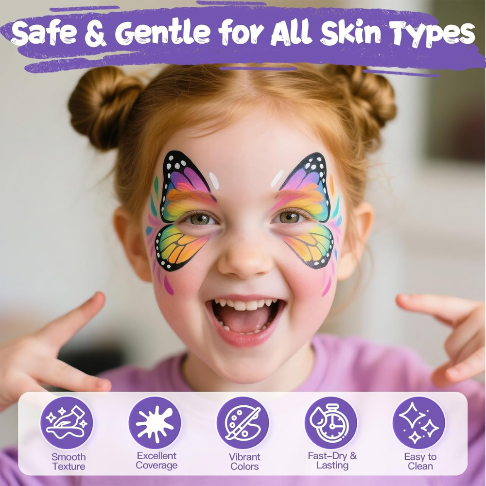 Vayve Face & Body Paint Kit – 12 Vibrant Colors for Makeup & Art