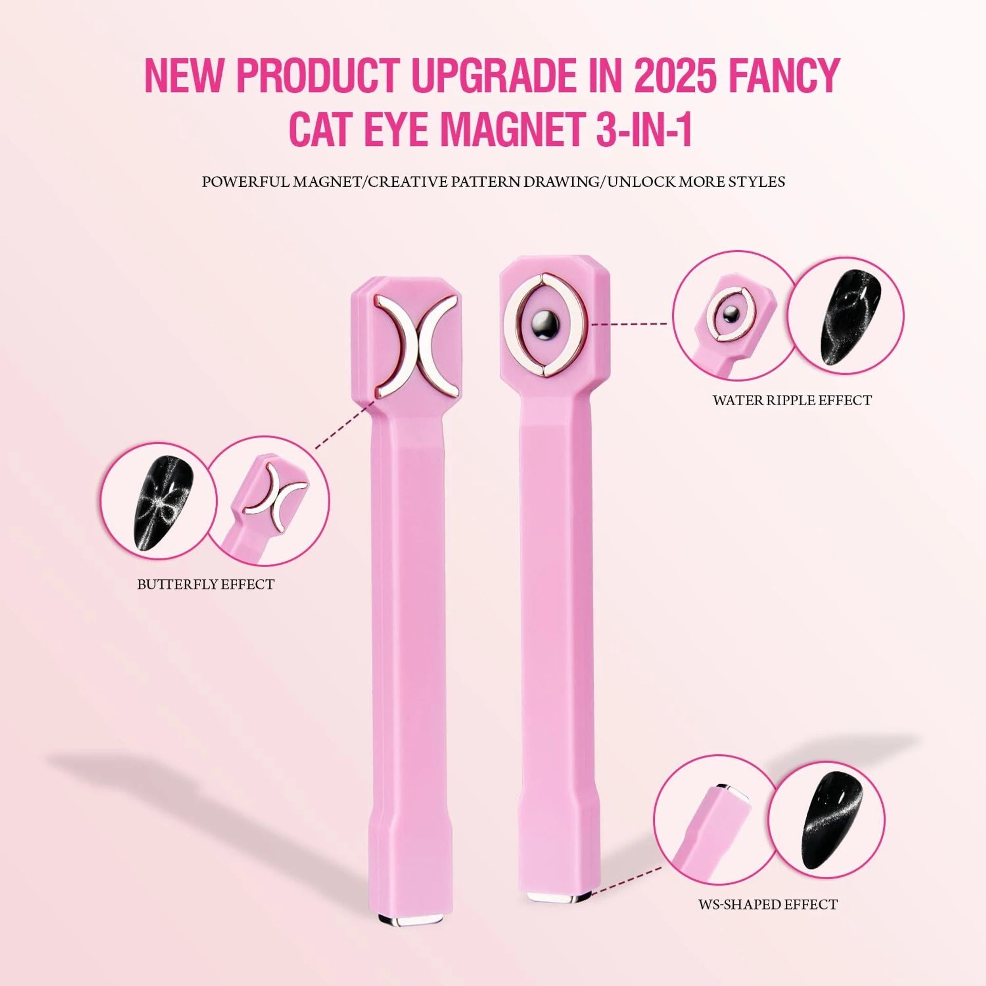 Vayve 2 Pcs Cat Eye Nail Magnet Pen Set 3-in-1 & 6-in-1 Magnetic Tools