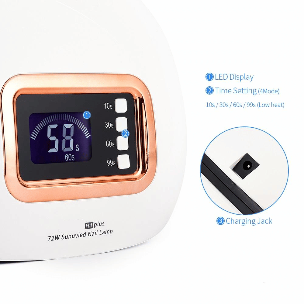 UV Lamp Nail Dryer H4 Plus 72W – Nail Lamp with LCD Display & Smart Sensor