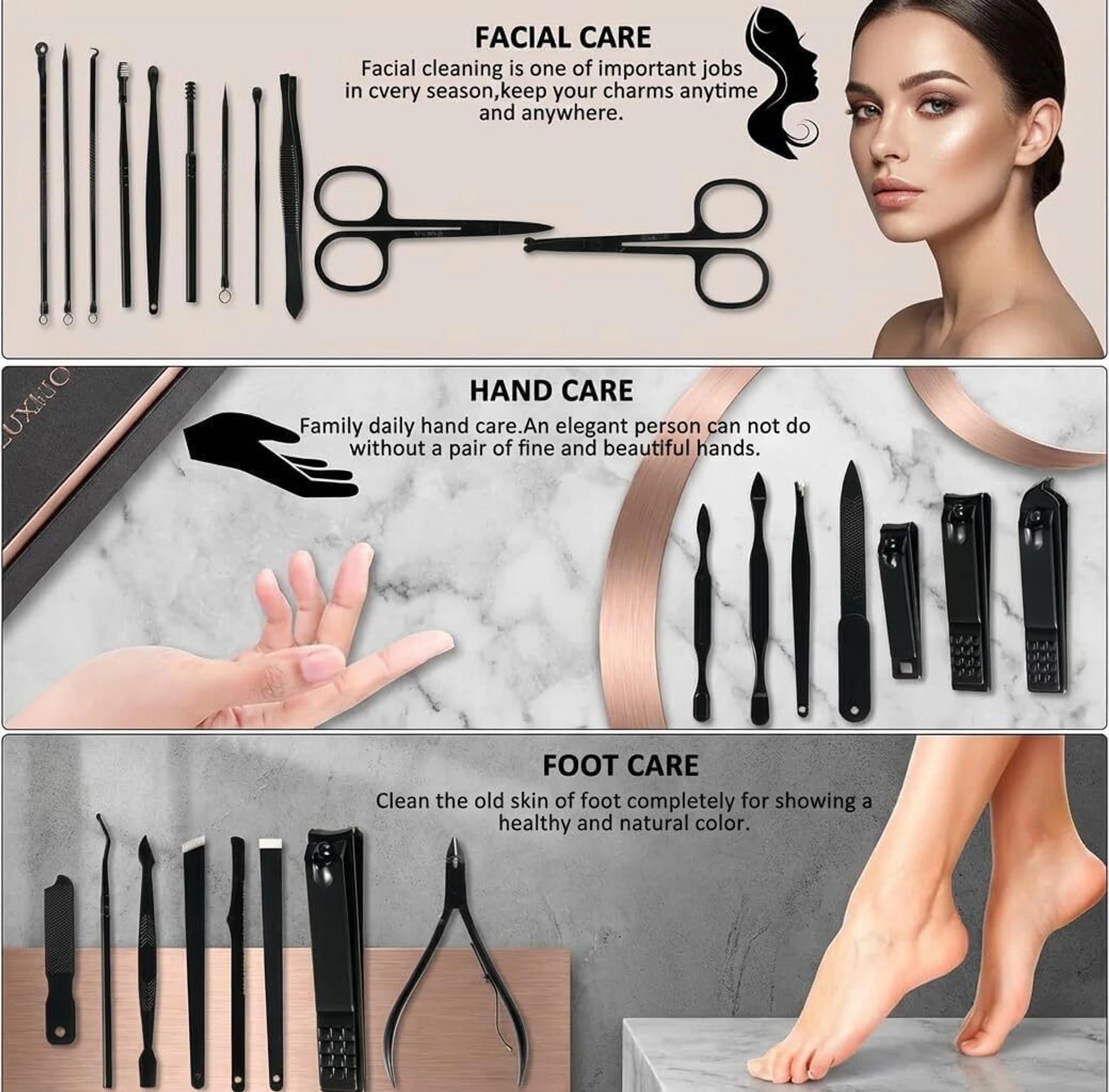 Vayve Professional Manicure Pedicure Kit, Nail Cutter Set, Grooming Kit | Set of 26
