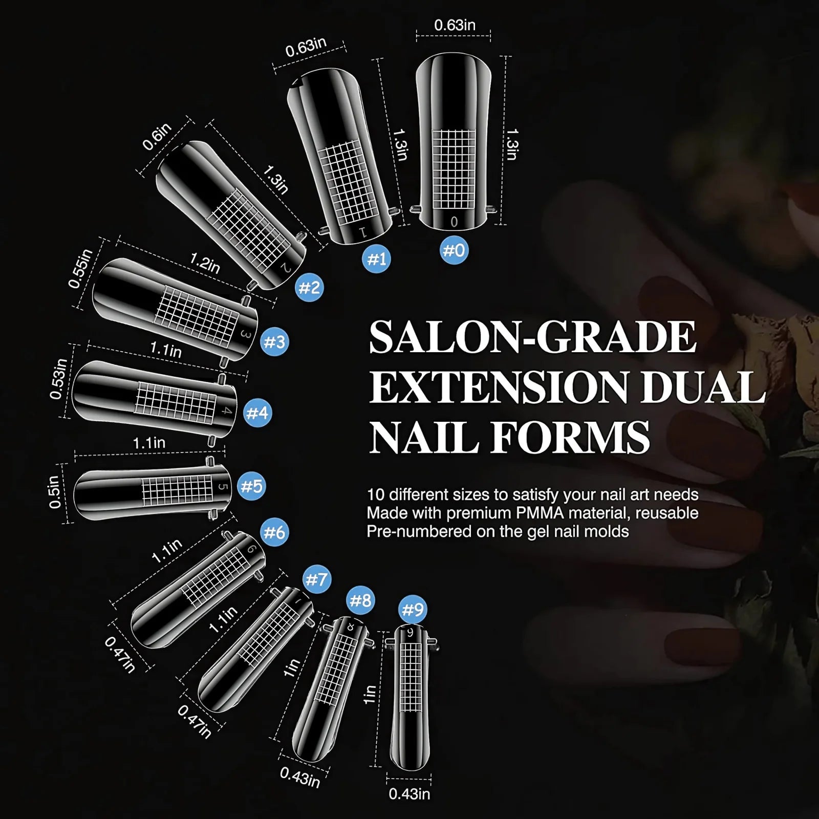 Vayve Nail Form Tips – 100 Pcs Clear Dual Forms | Poly Gel Nail Tips Extensions (10 Sizes)