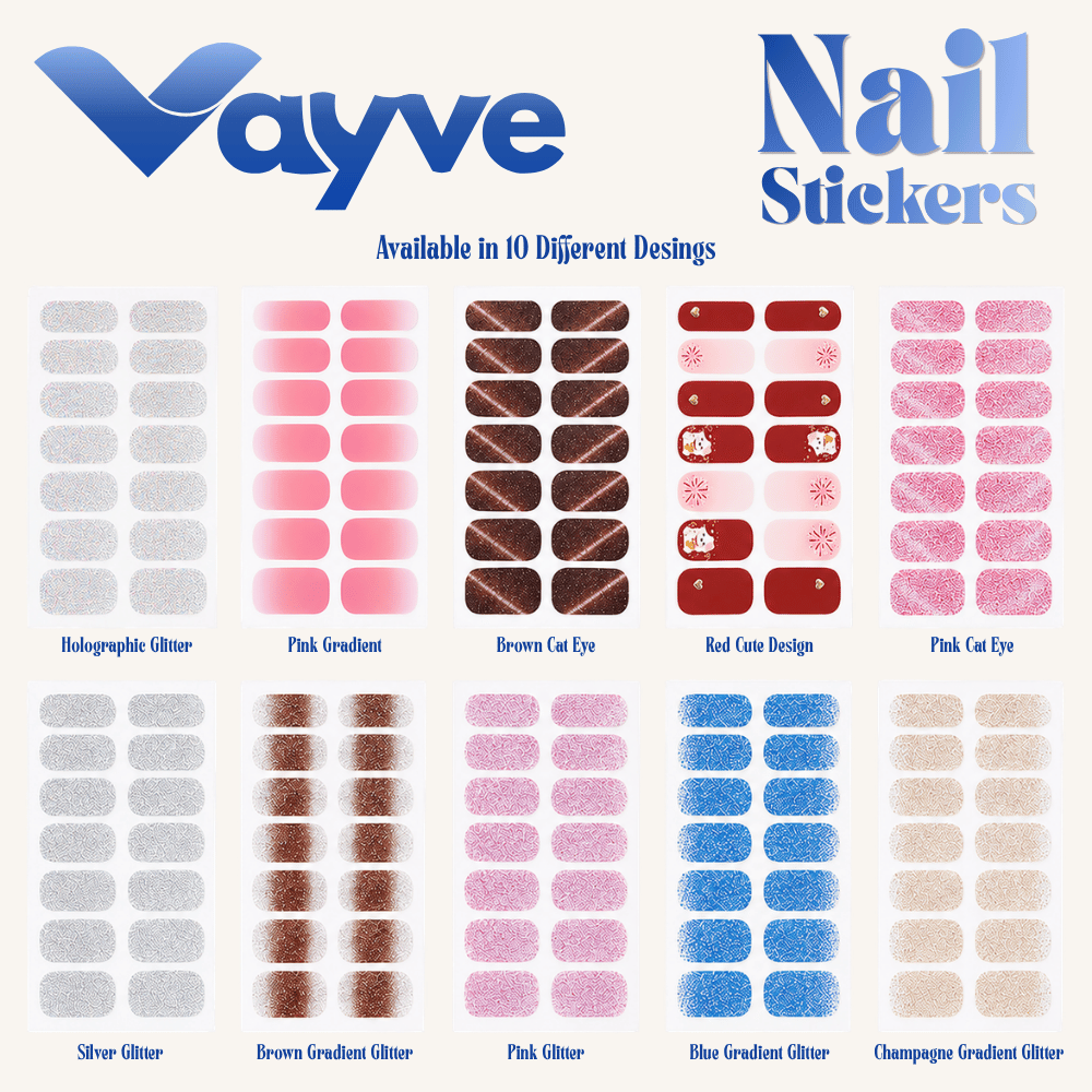 Vayve Nail Stickers Red Cute | Self-Adhesive Nail Wraps | No UV Lamp Required