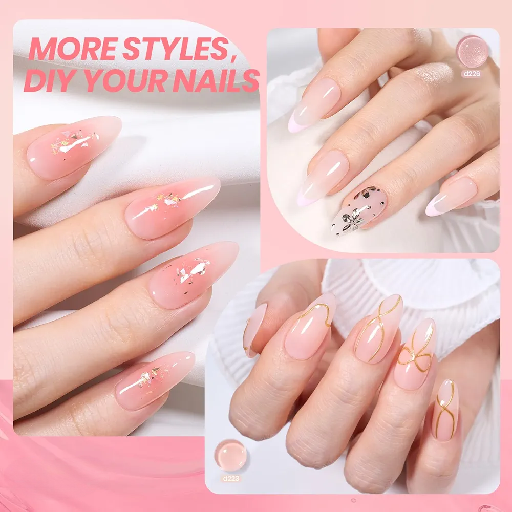 Vayve Bloome Jelly Gel Polish Set – Glass 6 Soft Pink Nude Shades
