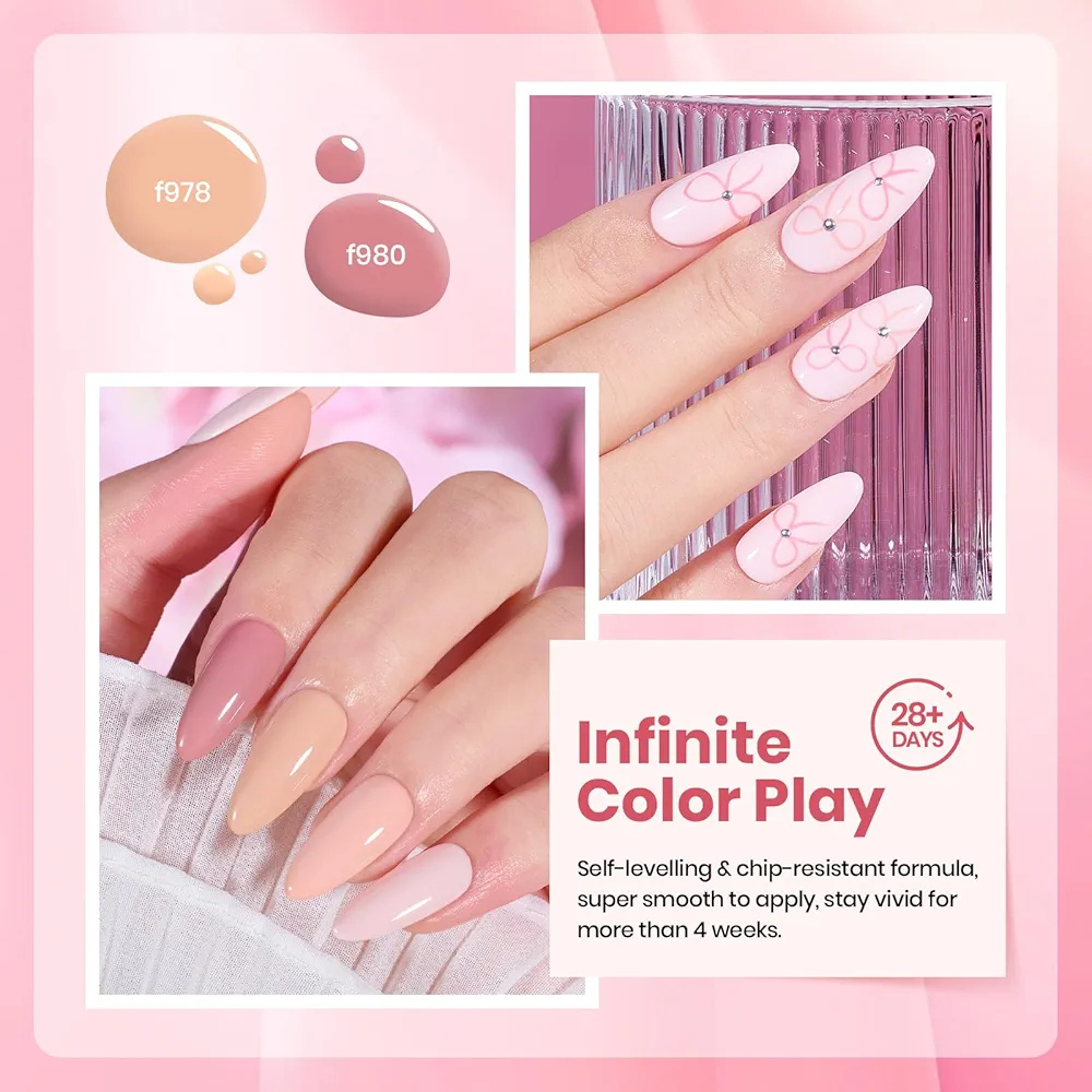 Vayve Marbella Nude Gel Polish Set – 6 Soft Pink & Nude Shades
