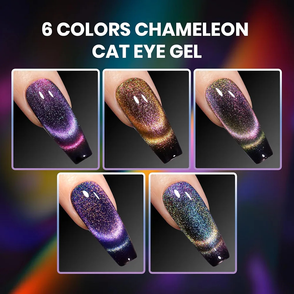 Vayve Starwave Cat Eye Gel Polish Set – Galaxy Magnetic Effect, 6 Shades