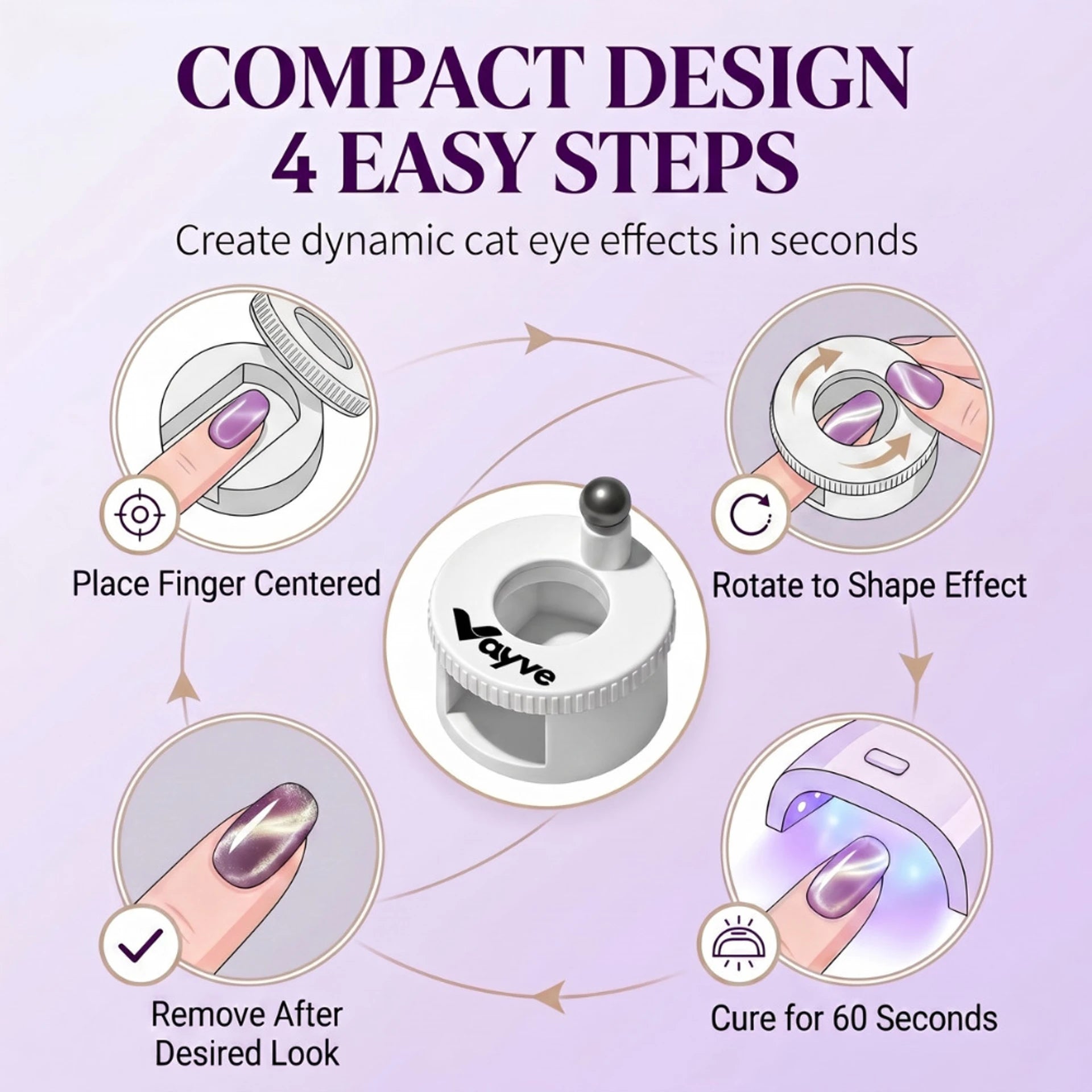 Vayve 360° Rotating Cat Eye Nail Magnet Tool | 5D Automatic Magnet