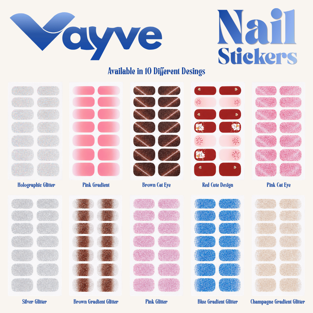Vayve Pink Gradient Nail Stickers | Self-Adhesive Nail Wraps | No UV Lamp Required