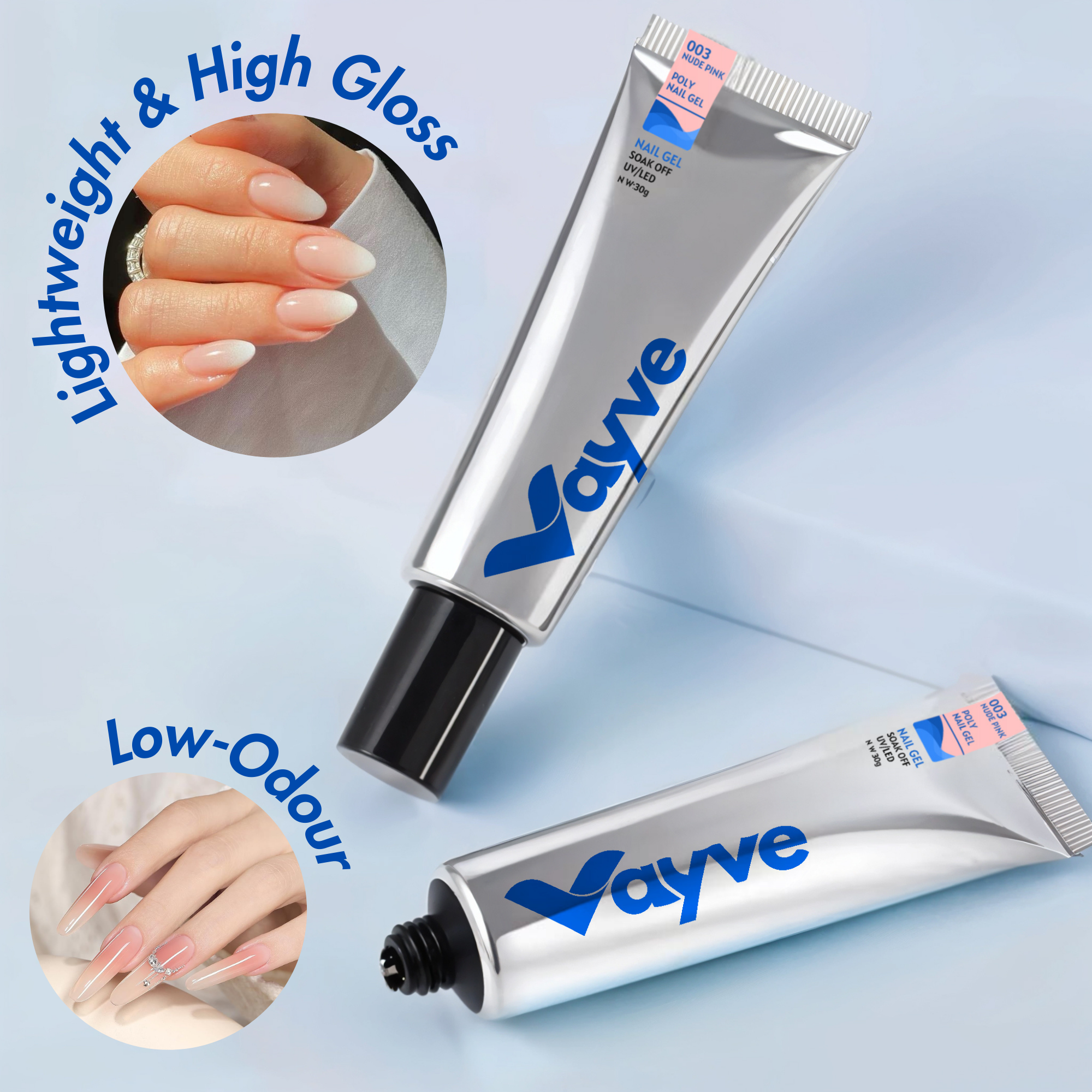 Vayve Polygel for Nail Extension – UV/LED Soak Off Poly Nail Gel (30g)