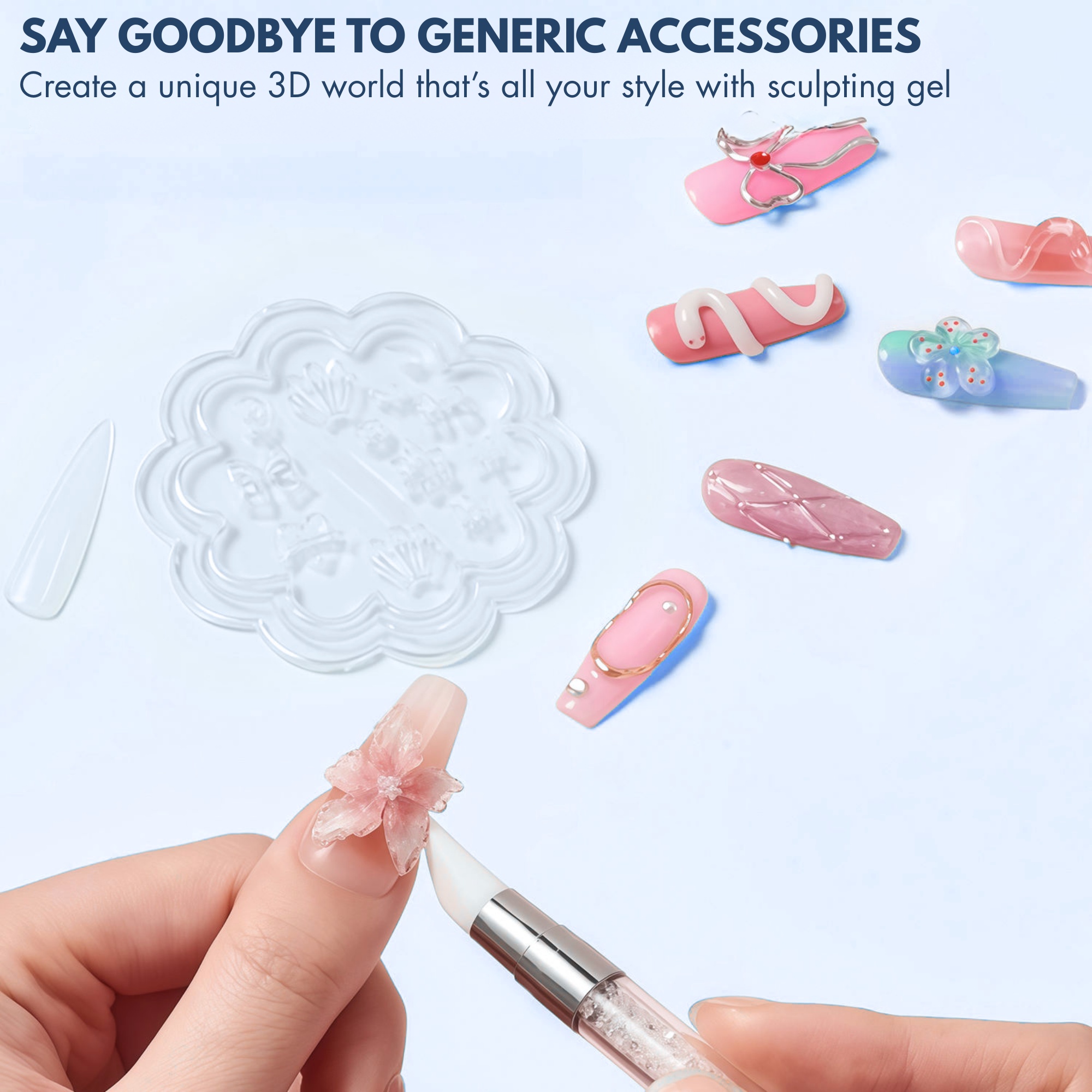 Vayve Solid Nail Extension Combo Kit | Solid Builder Gel + Poly Nail Tips Forms + Nail Filer