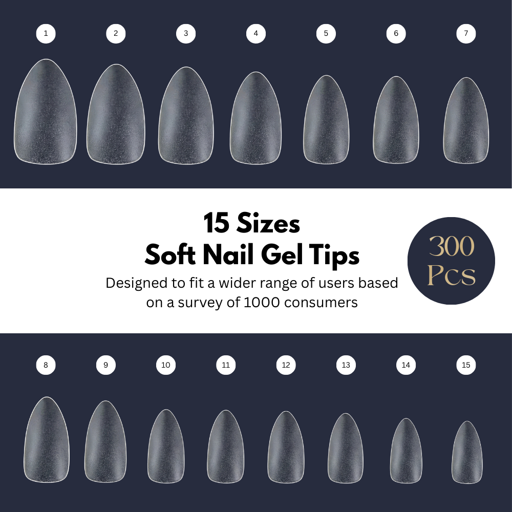 Vayve Soft Gel Nail Tips – Full Cover Matte, Half Matte & Clear Nail Extension Tips (300 Pcs)